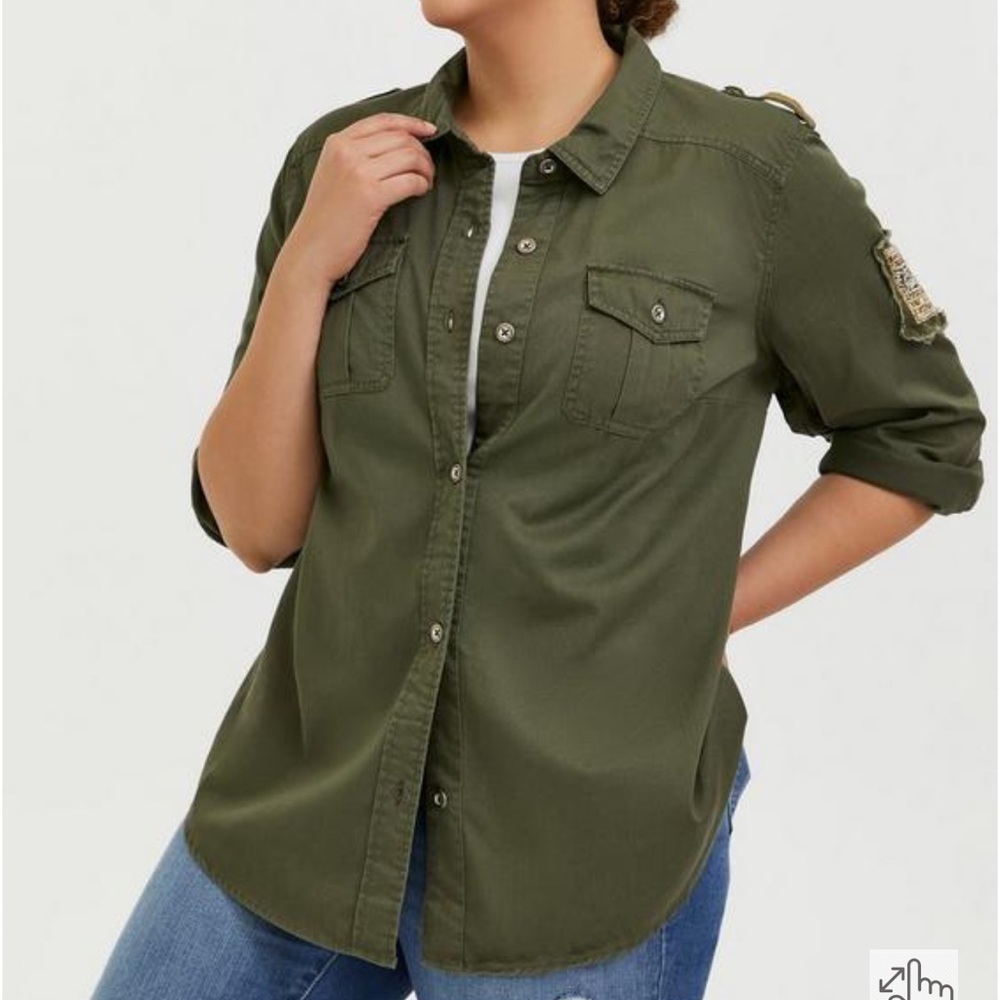 Torrid Olive Green Twill Military Embellished Jacket